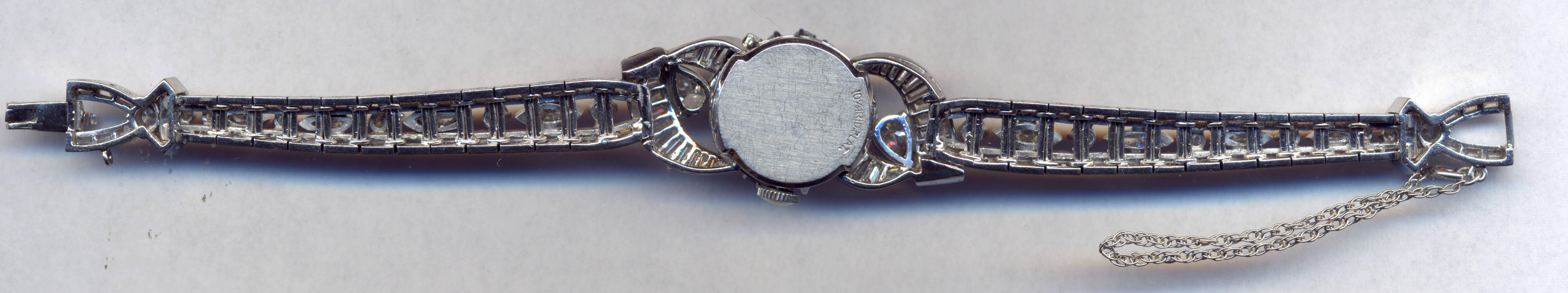 Baguette Cut Important Diamond Hamilton Watch, circa 1950s For Sale