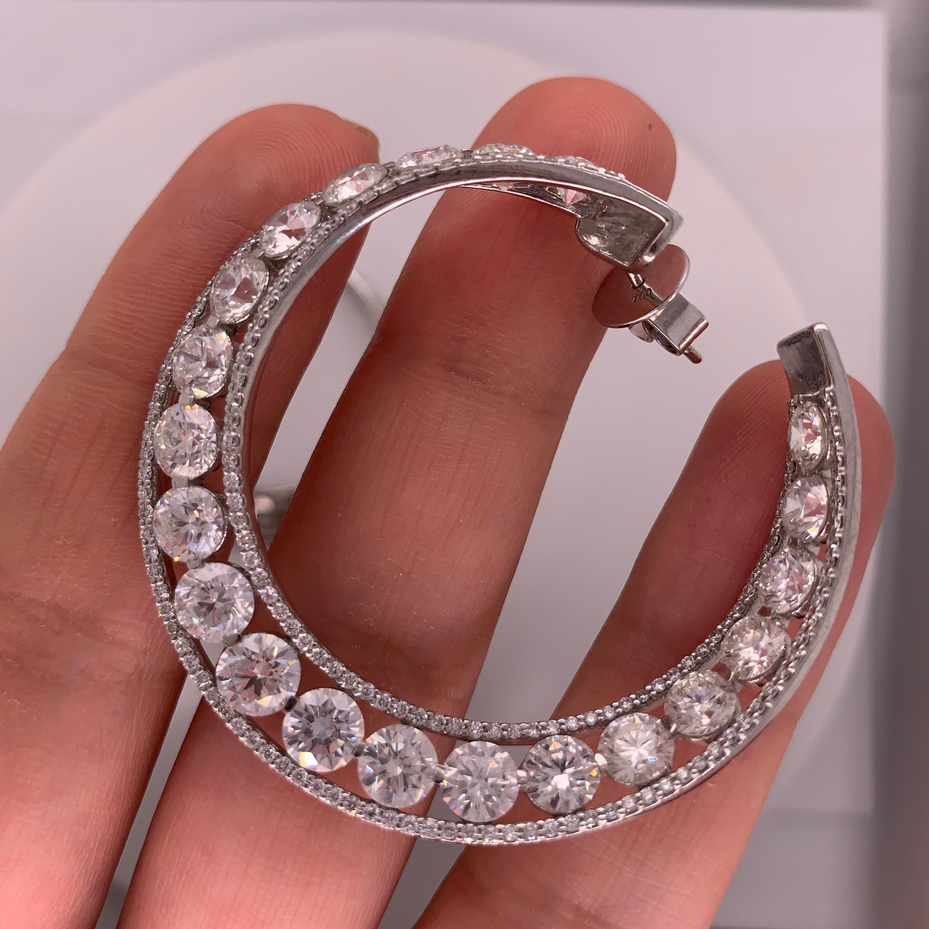 Women's or Men's Diana M. Important Diamond Hoop Earrings For Sale