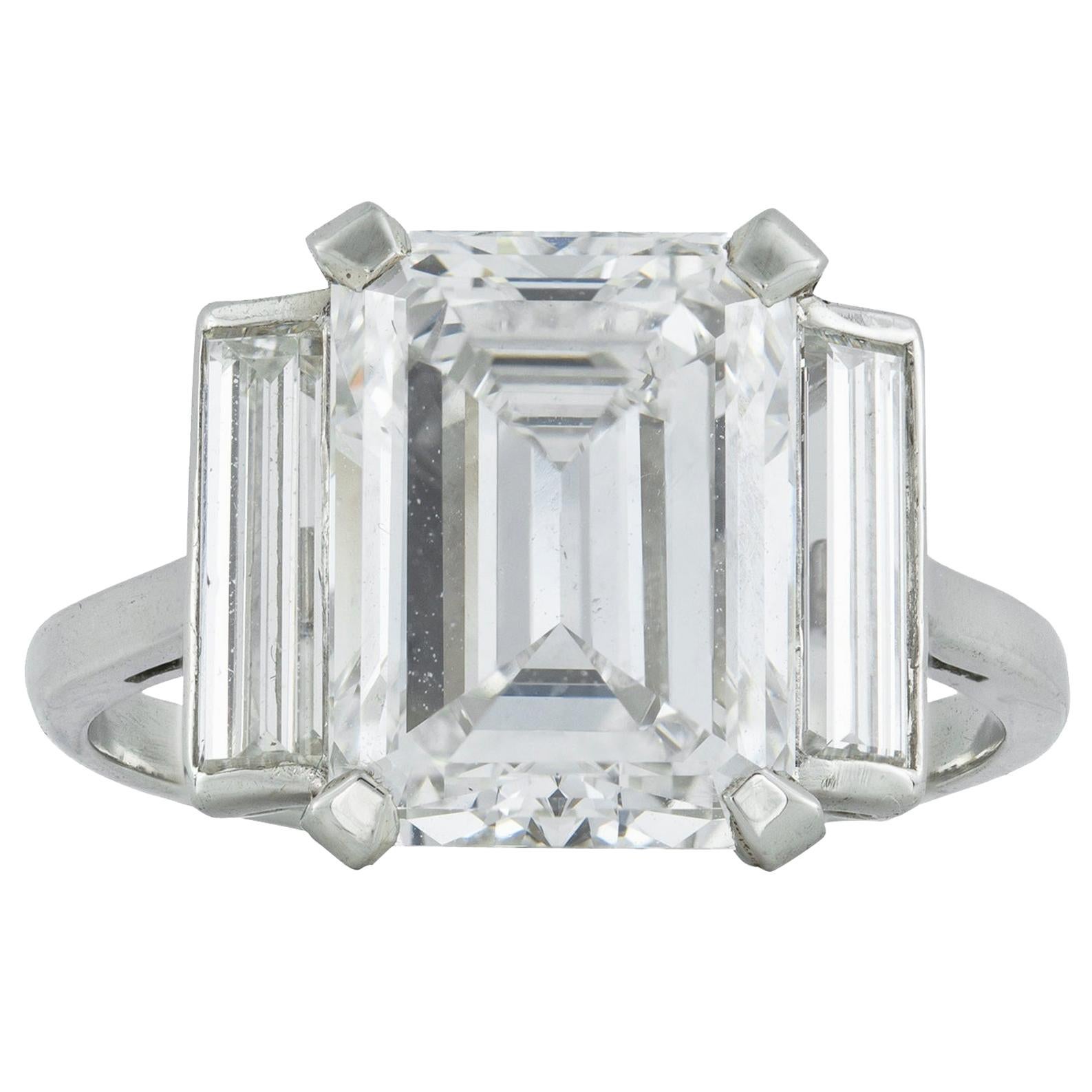 GIA Certified 4.12 Carat Emerald-Cut Diamond Ring