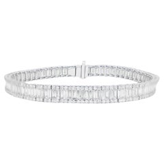 Important bracelet tennis diamant baguette rond 8,35 carats or 18 carats