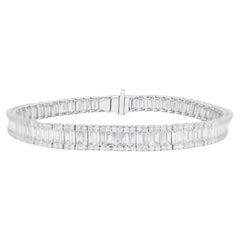 Importante Pulsera Tenis Diamante Baguette Redondo 8.35 Quilates Oro 18K