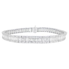 Important Diamond Tennis Bracelet Baguette Round 8.35 Carats 18K Gold