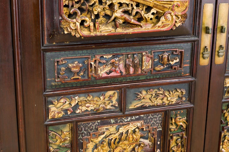 Important Documented Qing Dynasty Chinese Deep Relief Rosewood Cabinet For Sale 5