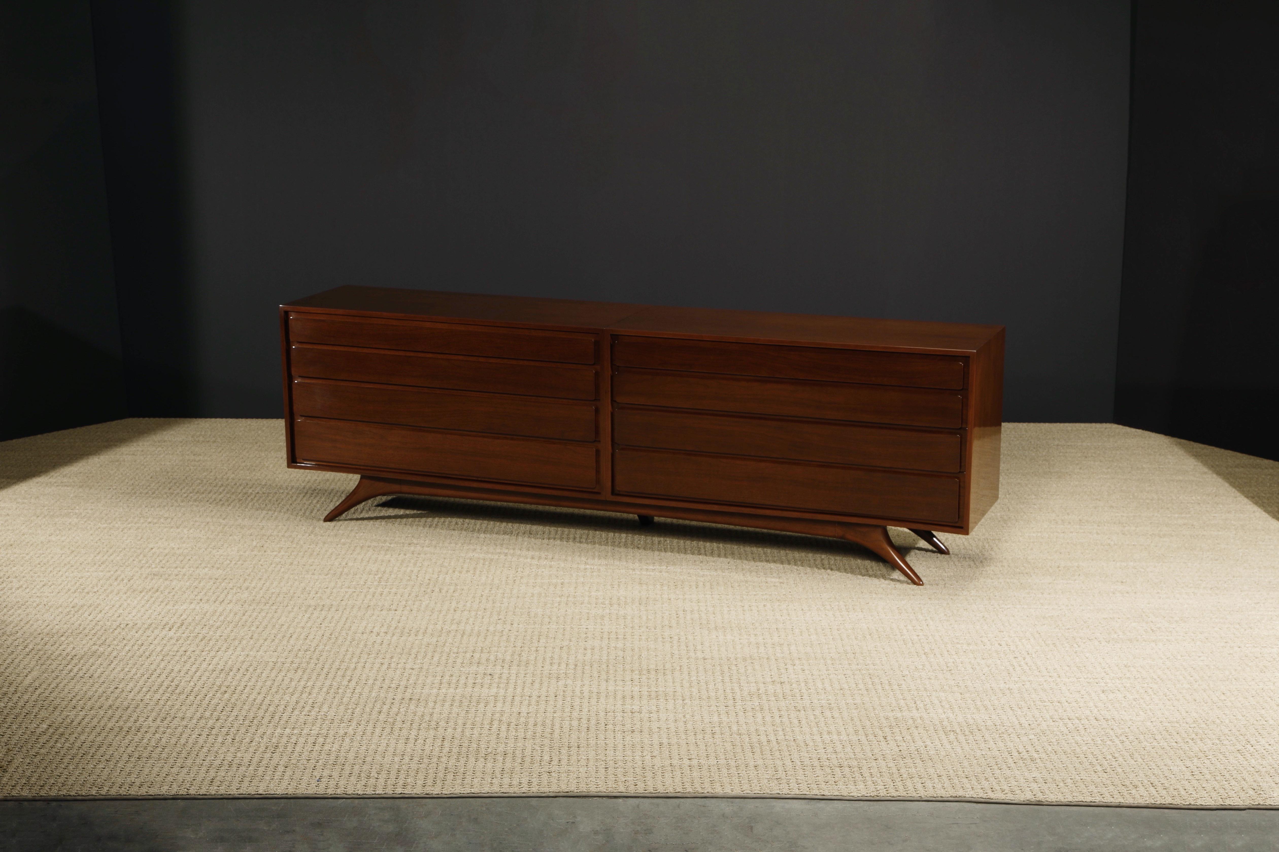 Mid-20th Century Important Double Dresser by Vladimir Kagan for Kagan-Dreyfuss, 1950s, Signed For Sale