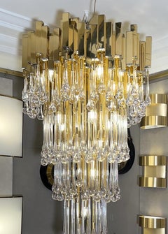 Important “drops” chandelier, Editions BD Lumica, Barcelona, Spain, circa 1970