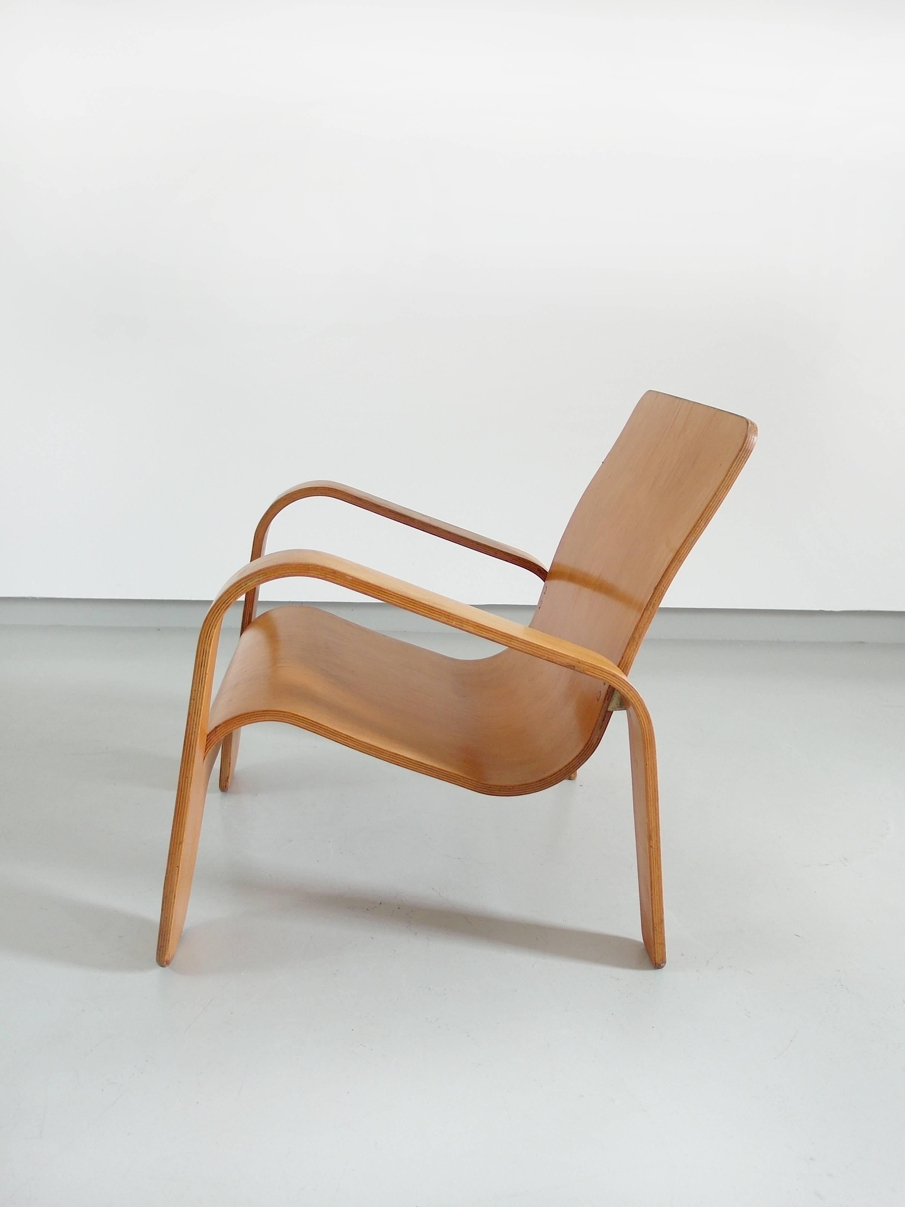 Important Dutch Modernist Lawo Lounge Chair by Han Pieck for Lawo Ommen, 1946 2