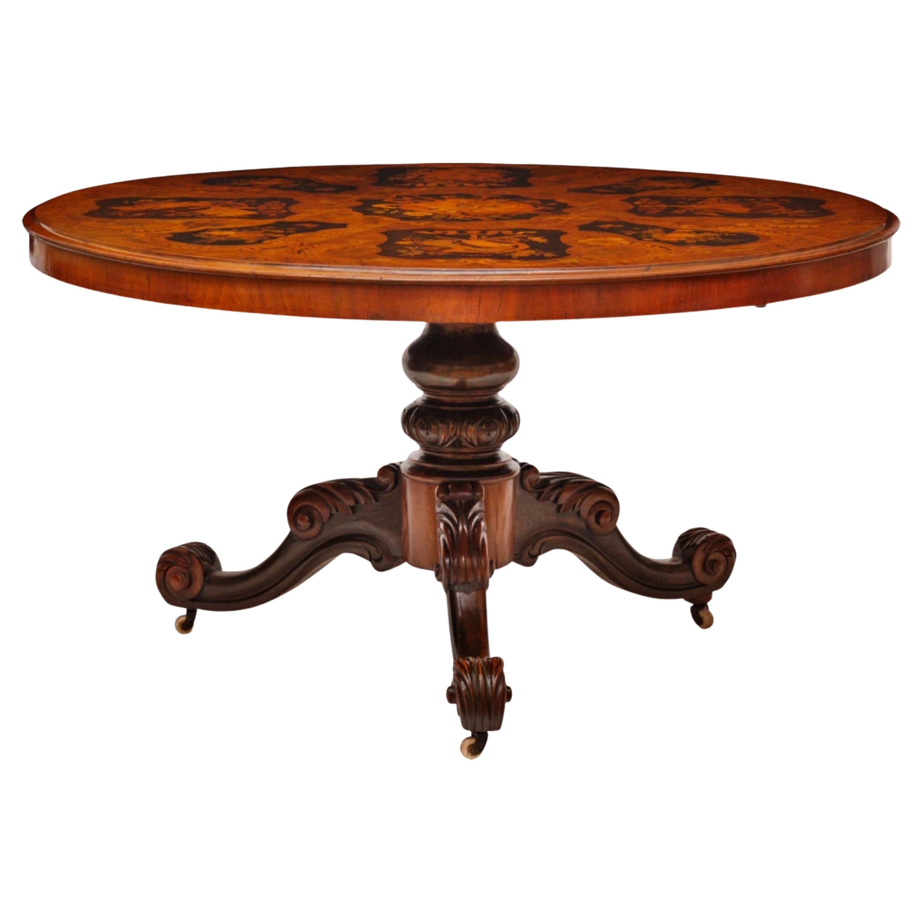 TABLE À DUTCH Importante en Bois de Rose et Ébène 19ème Siècle en vente