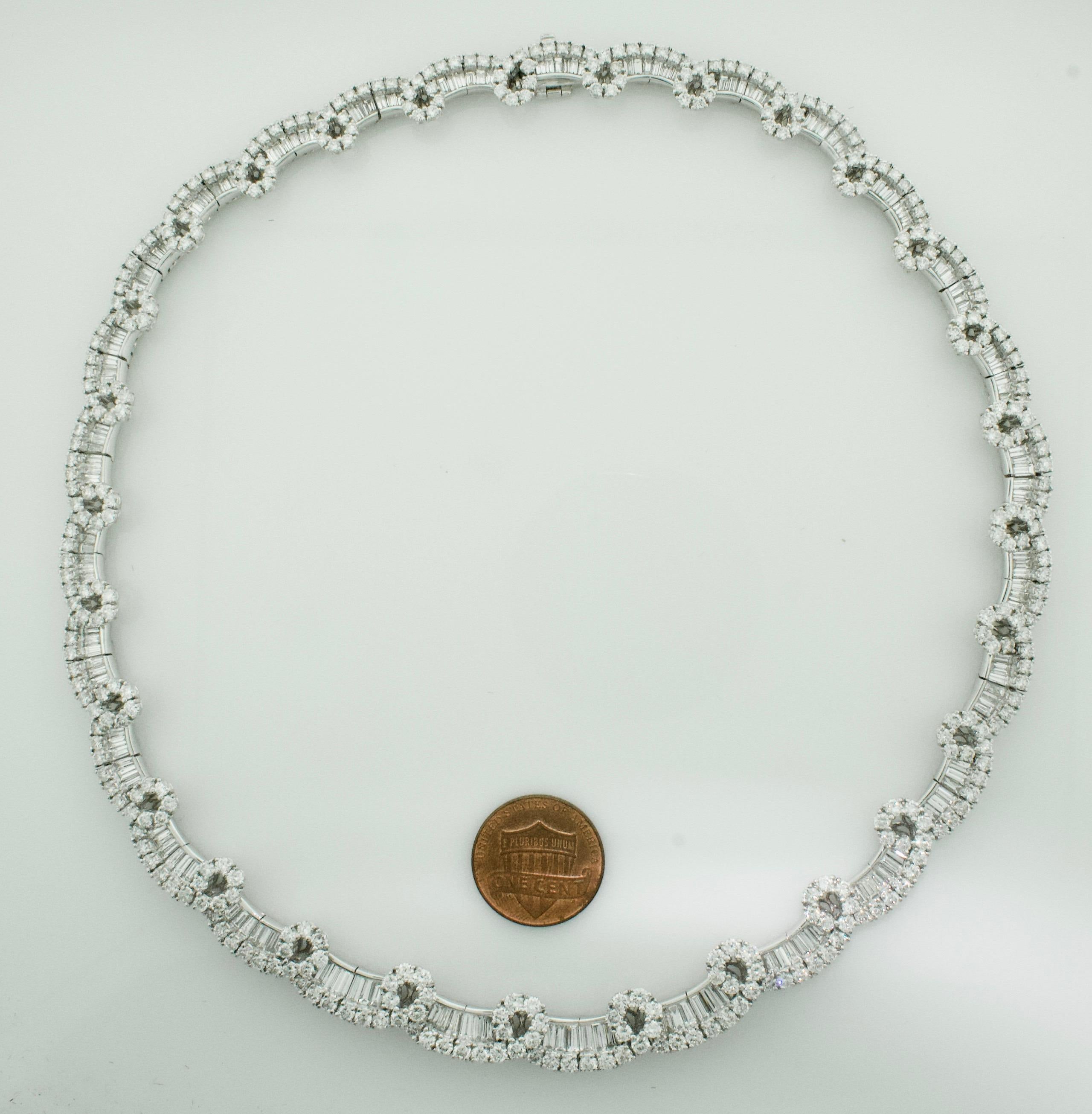 Modern Important Dynamic Diamond Necklace in Platinum 24.07 Carat For Sale