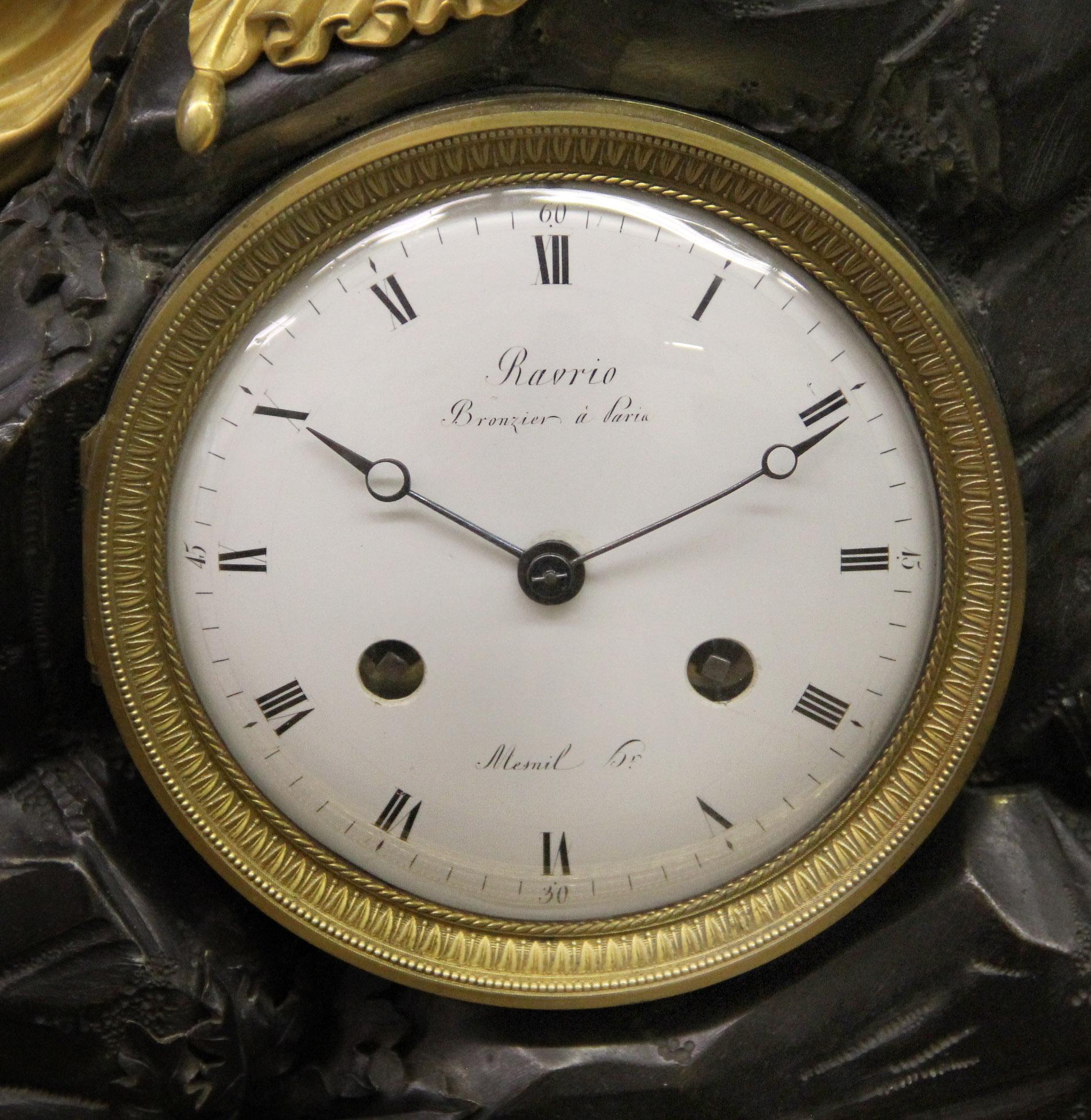 Gilt Important Early 19th Century Bronze Figural Mantle Clock of Recumbent Cleopatra For Sale