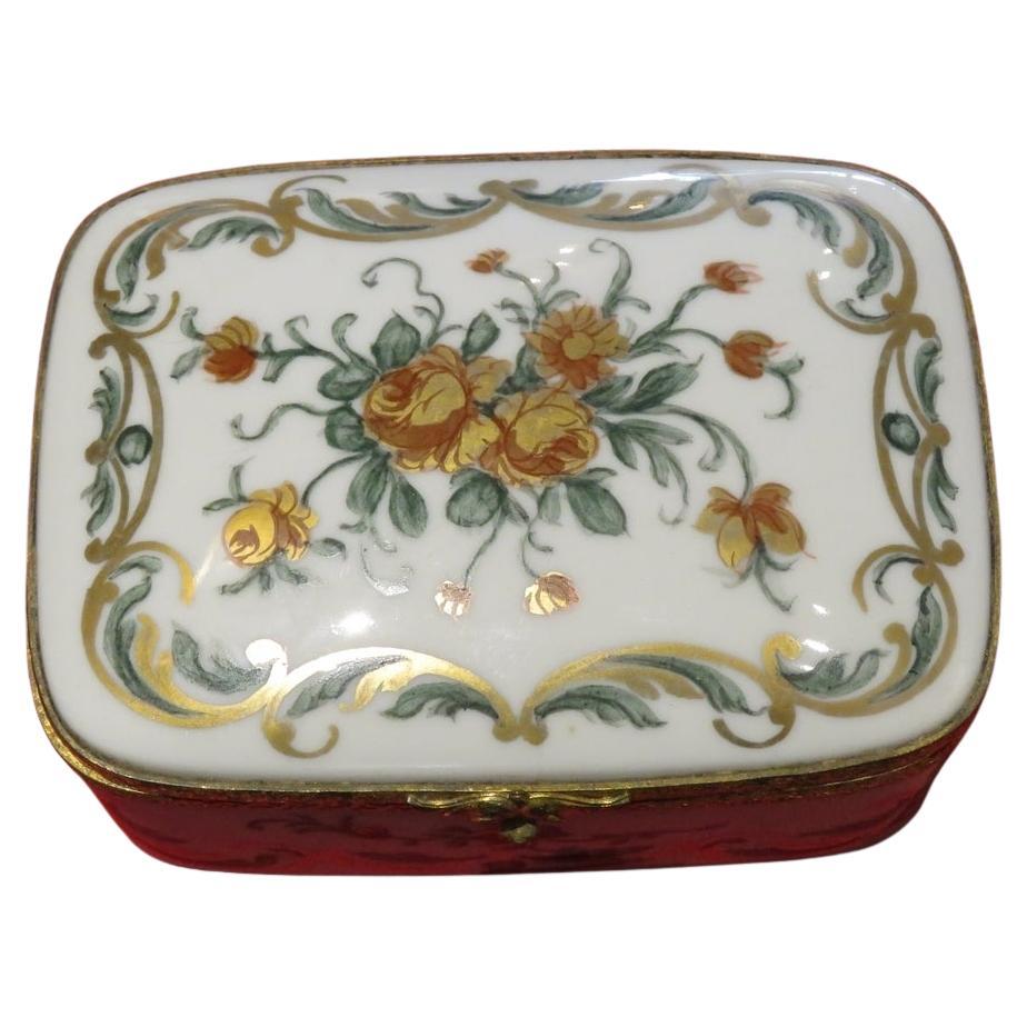 Important Early 20th C Floral Wreath Sevres Style Bronze Limoges Jewelry Box