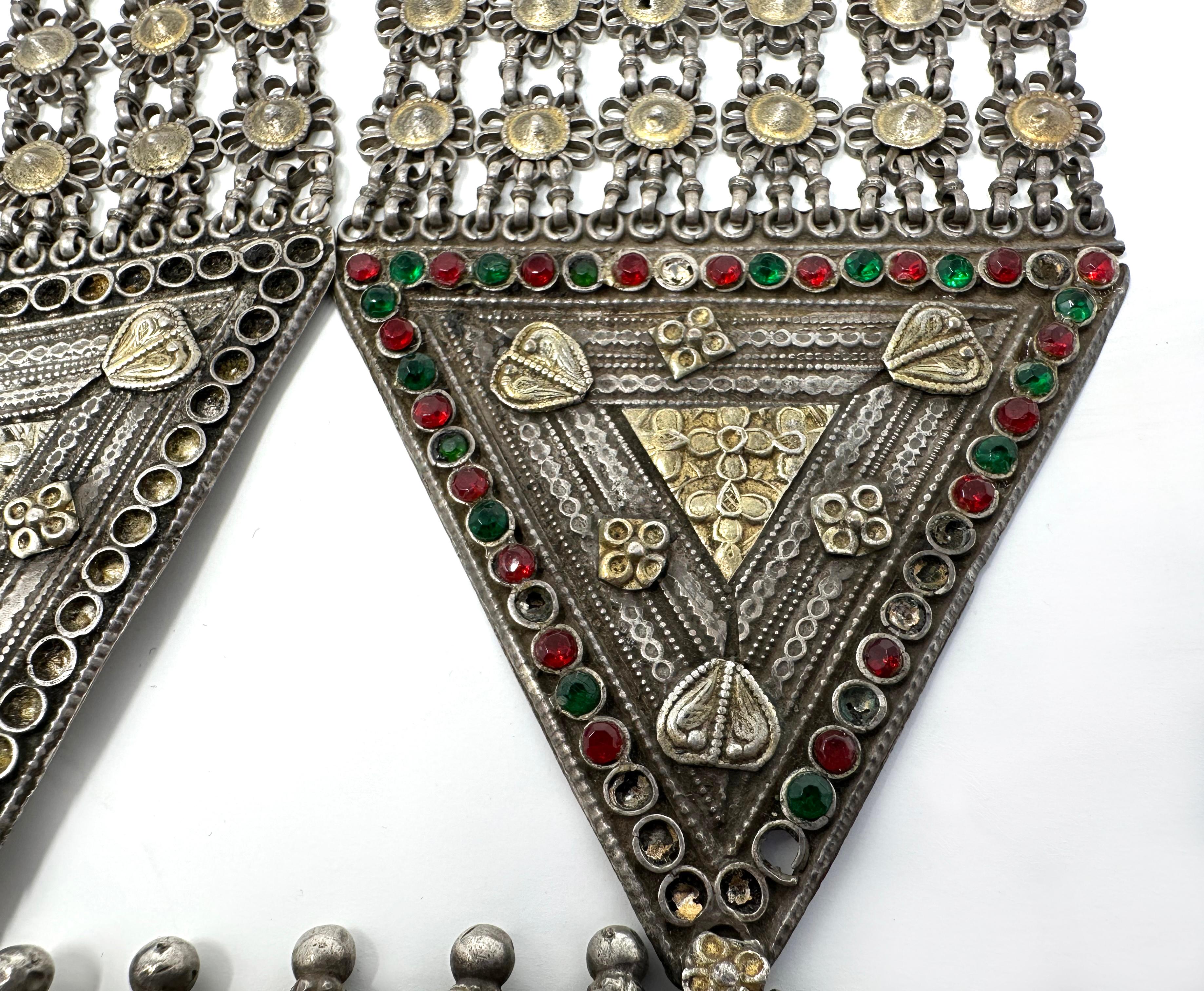 Empire Important Early 20th Century Mughal Prayer Necklace, Silver and Gold wash, Heavy For Sale
