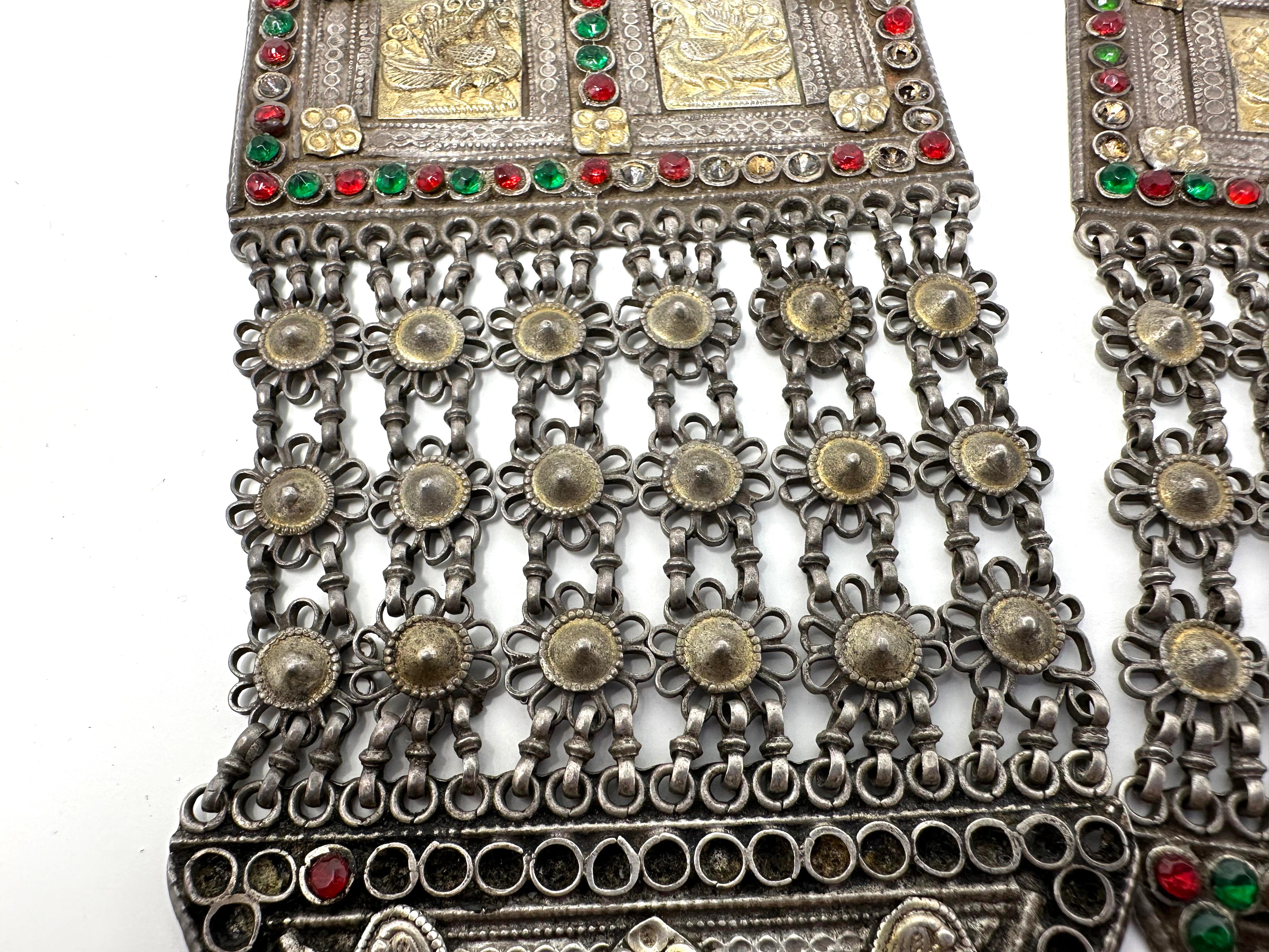 Women's or Men's Important Early 20th Century Mughal Prayer Necklace, Silver and Gold wash, Heavy For Sale