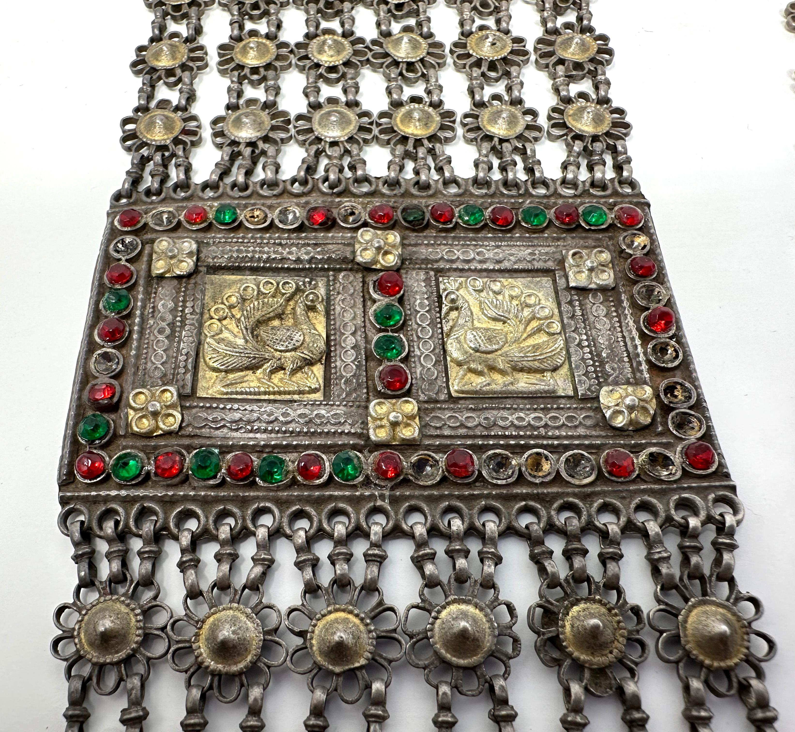 Important Early 20th Century Mughal Prayer Necklace, Silver and Gold wash, Heavy For Sale 3