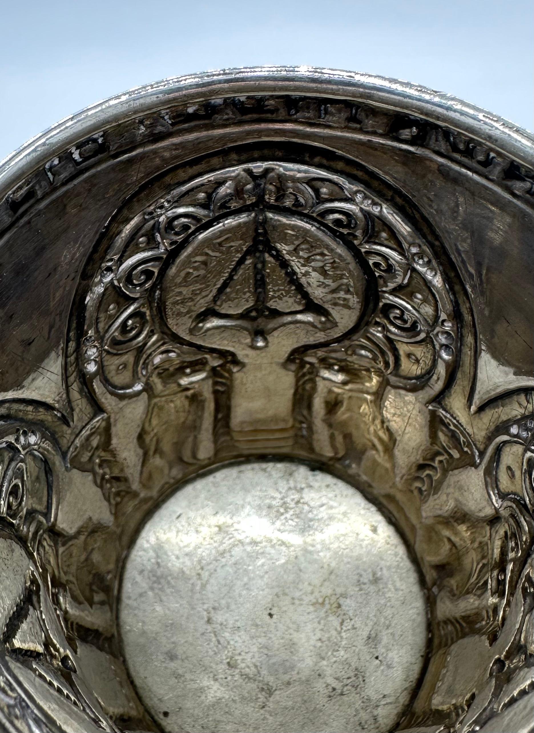 Important Early 20th Century Silver Kiddush cup by Bezalel School Jerusalem For Sale 12