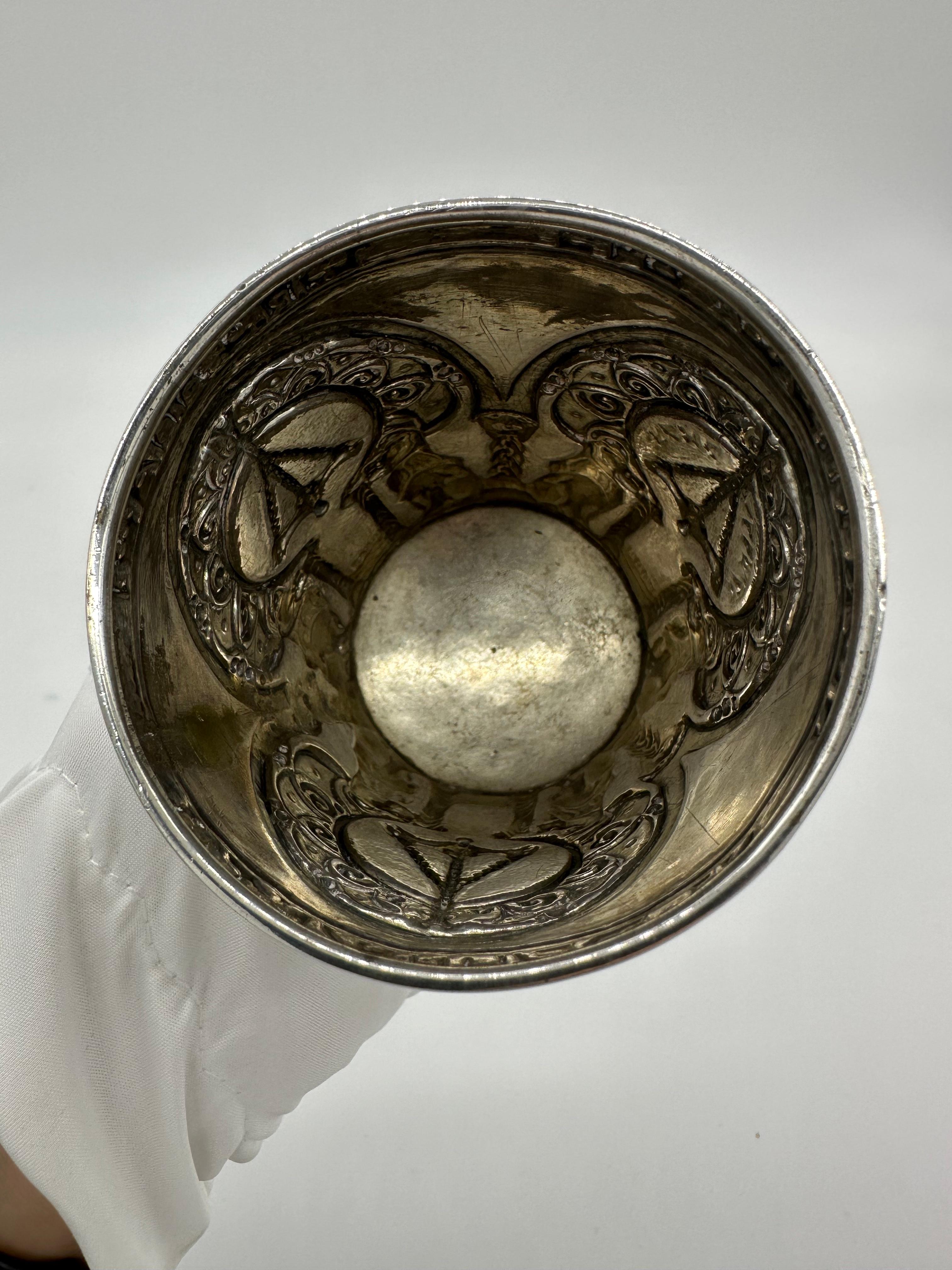 Important Early 20th Century Silver Kiddush cup by Bezalel School Jerusalem For Sale 13