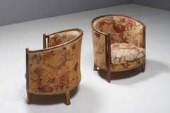 Important Early and Rare Gilded Paul Follot Art Nouveau Club Chairs, 1911