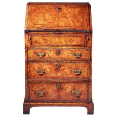 Important Early George II Burr Walnut Diminutive Bureau / Bachelors C.1730