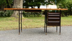 Important Edward Wormley For Dunbar Drop-Leaf Desk in Tawi Walnut & Steel 1950s