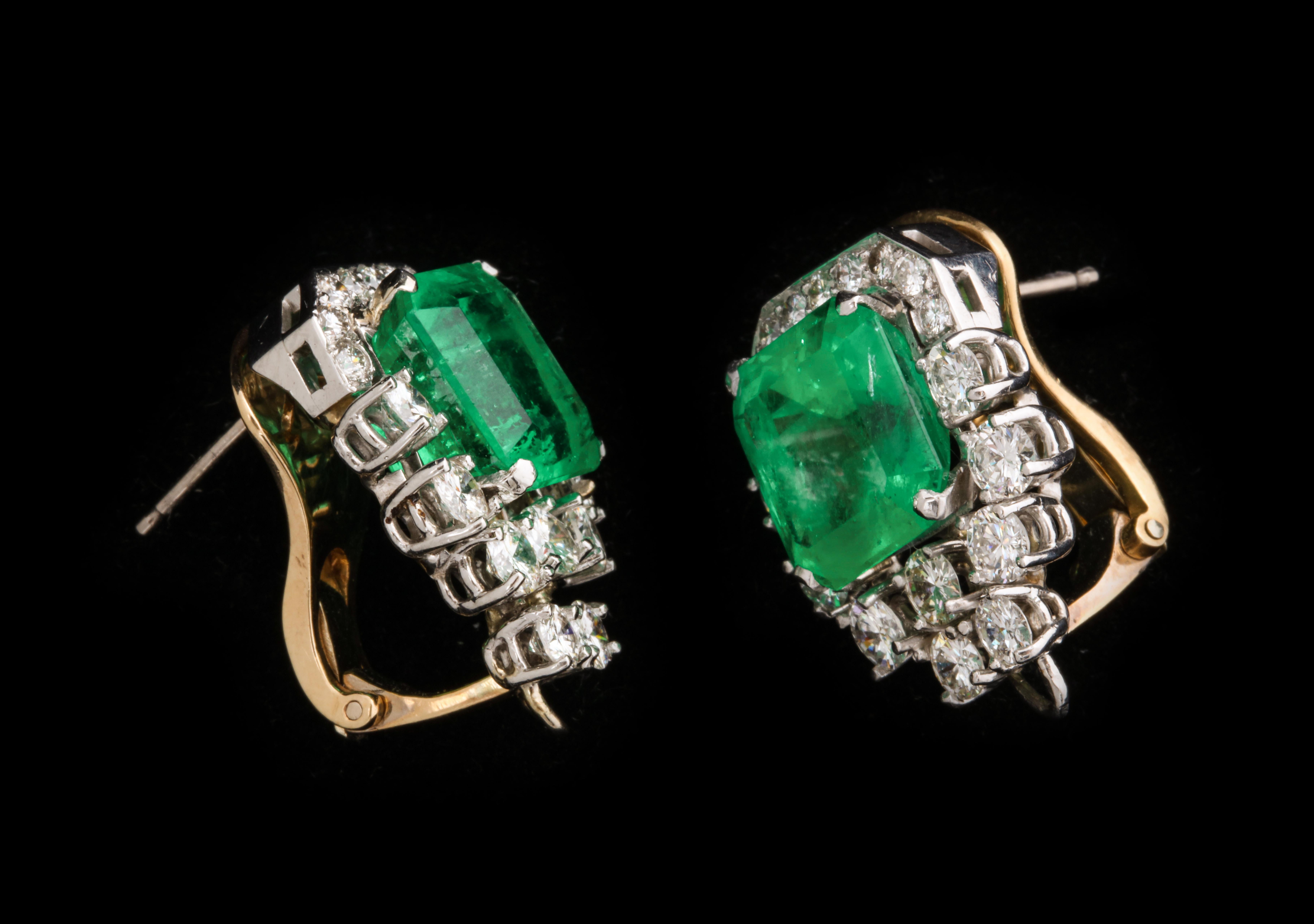 Important Emerald and Diamond Earrings For Sale 2