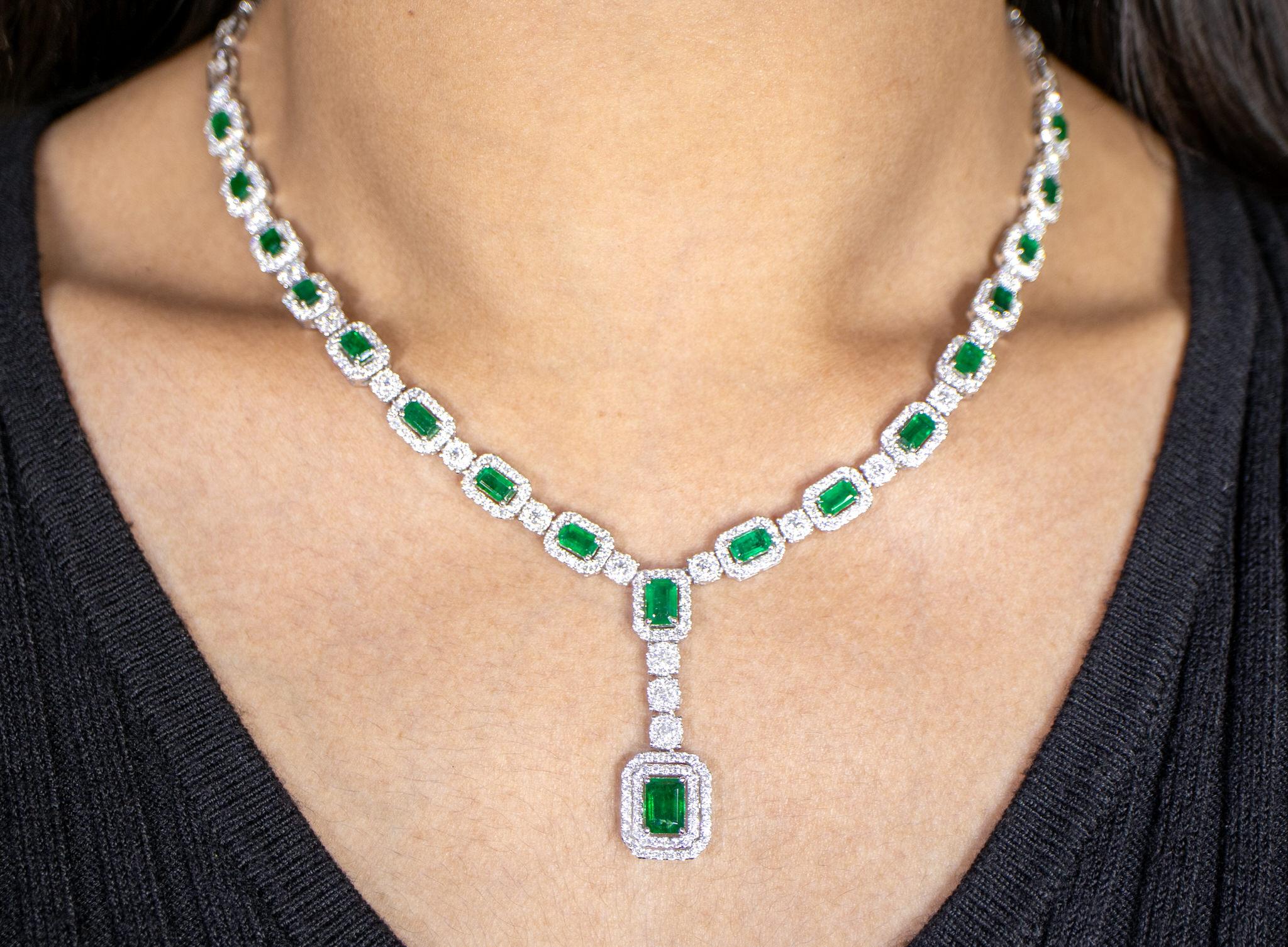 It comes with the Gemological Appraisal by GIA GG/AJP
All Gemstones are Natural
Emeralds = 5.95 Carats
Diamonds = 4.15 Carats
Clarity: F-H, Clarity: VS-SI
Metal: 18K White Gold
Pendant Drop Dimensions: 35 x 12 mm
Necklace Length: 16 inches
