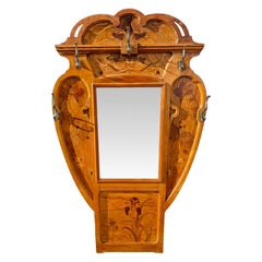 Importante specchio da salotto con intarsio in stile Art Nouveau di Émile Gallé, École de Nancy