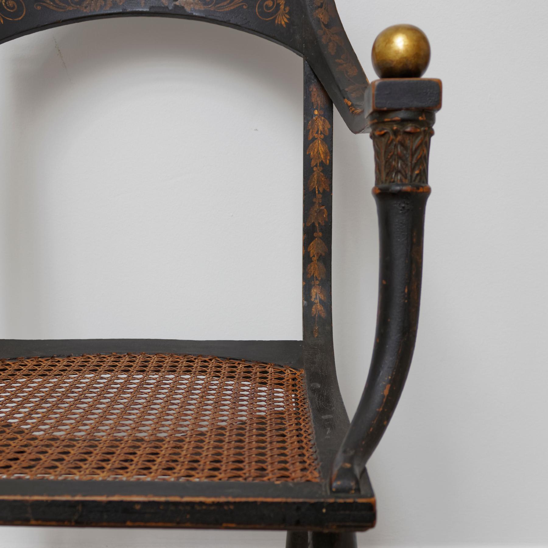 Cane Important Empire Early 19th Century Fauteuil by Jean-Joseph Chapuis For Sale