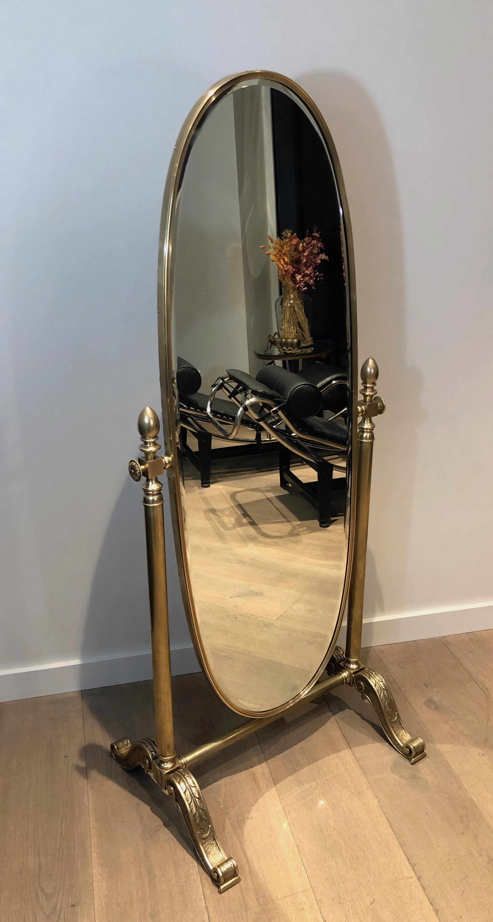 Important Empire Style Bronze and Brass Psyche Mirror, French, Circa 1880 15