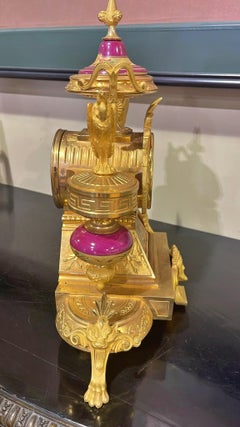 19th Century Empire Gilt Bronze and Porcelain Table Clock