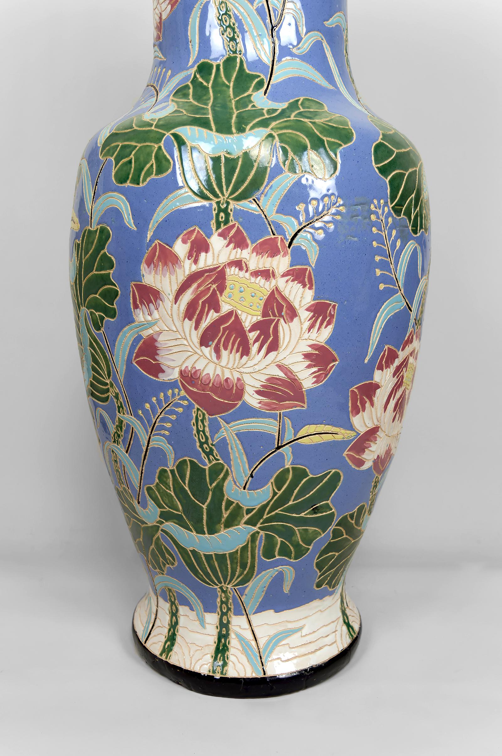 Important vase balustre en grès émaillé Bien Hoa, Indochina / Vietnam en vente 3
