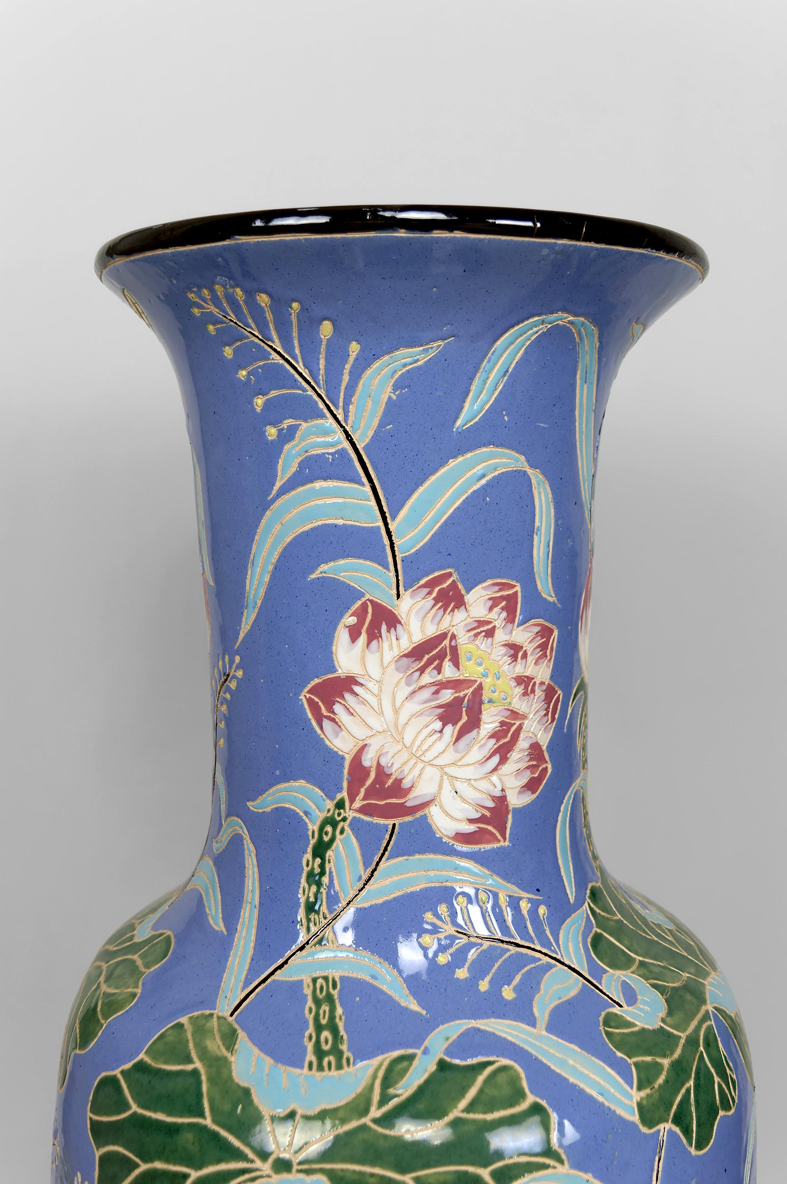 Céramique Important vase balustre en grès émaillé Bien Hoa, Indochina / Vietnam en vente