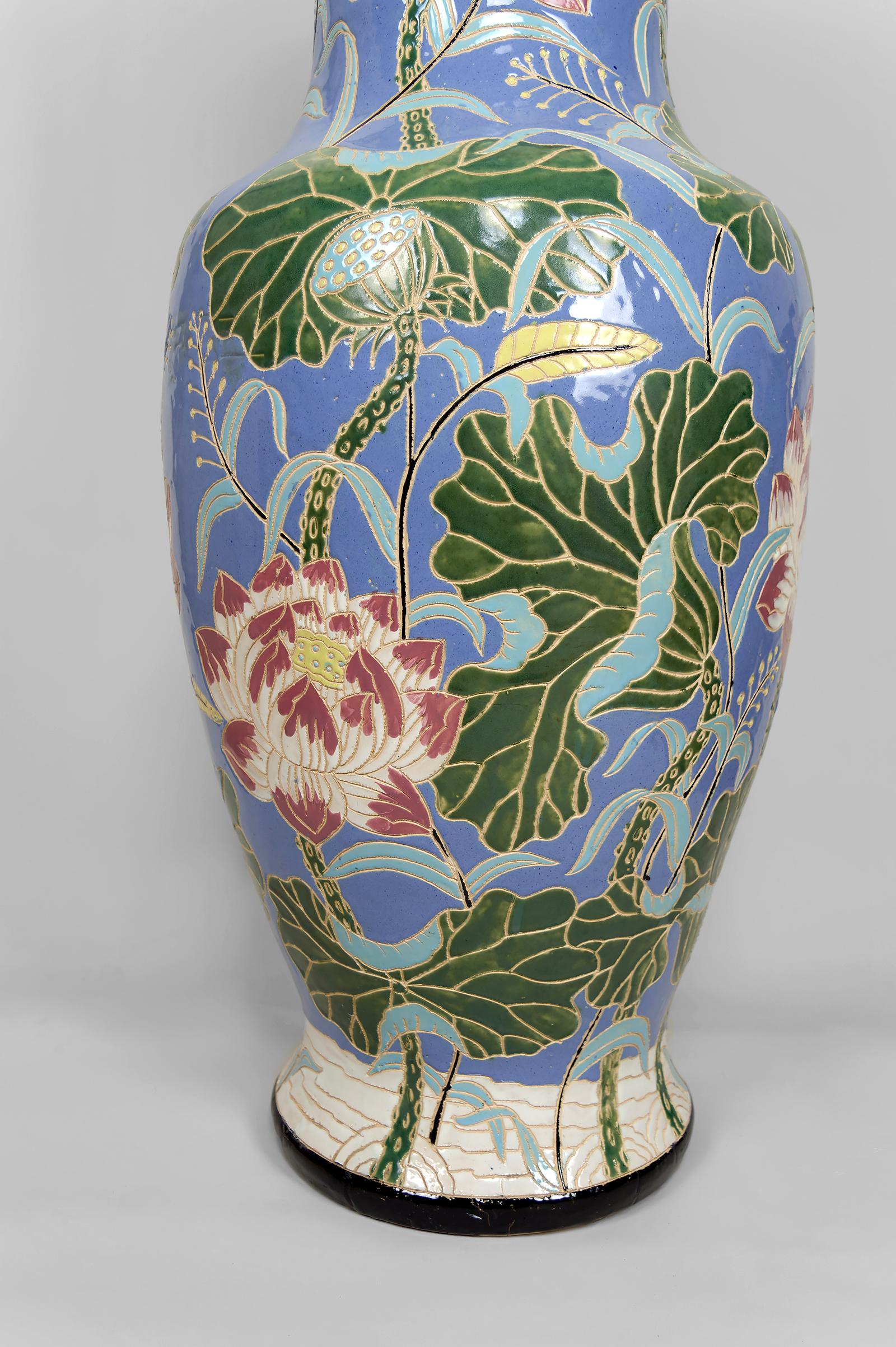 Important vase balustre en grès émaillé Bien Hoa, Indochina / Vietnam en vente 1