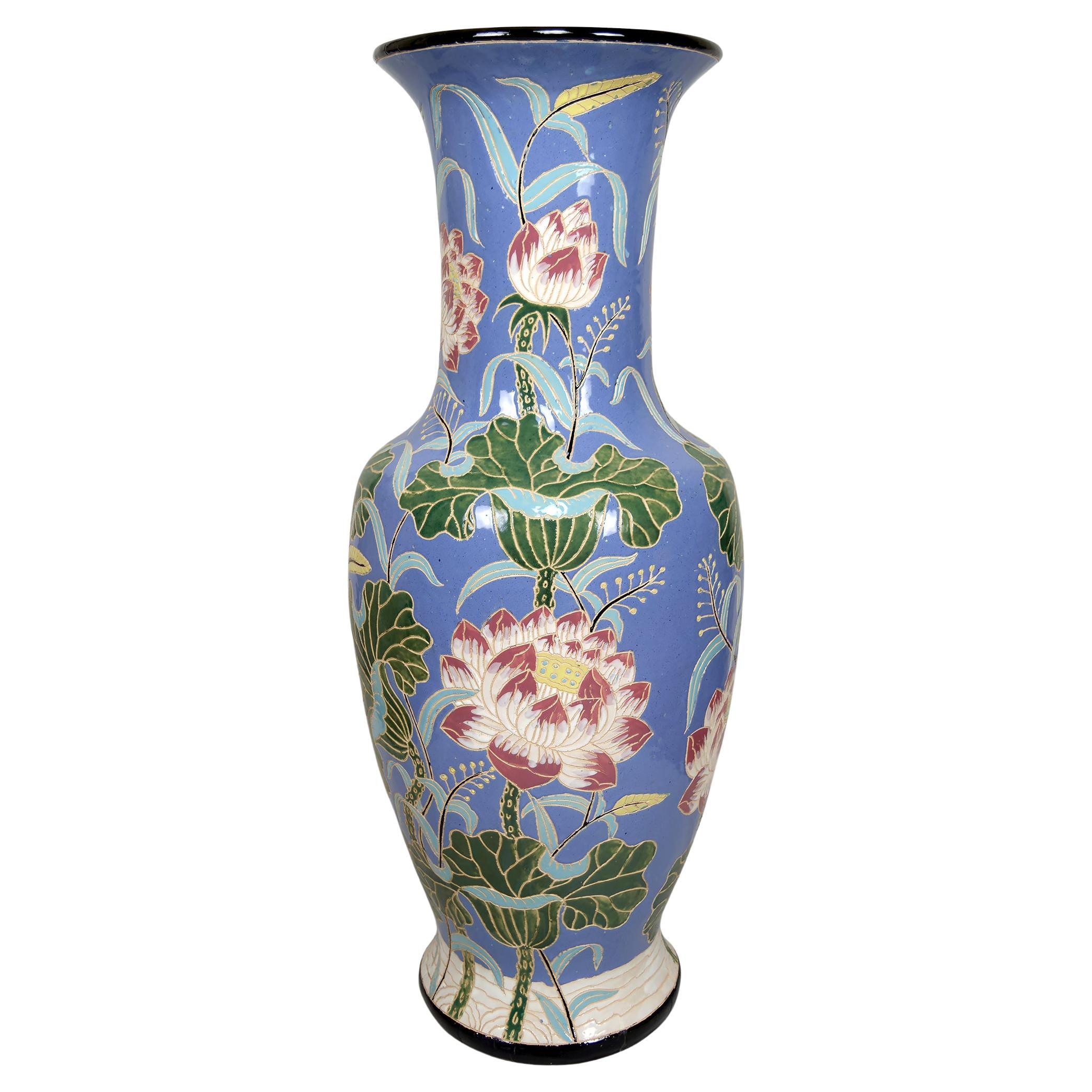 Important Enameled Stoneware Baluster Vase, Bien Hoa, Indochina / Vietnam