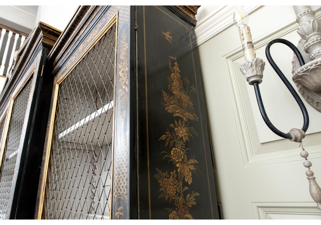 Hand-Painted Important English 19th C. Chinoiserie  Breakfront Display Cabinet  For Sale