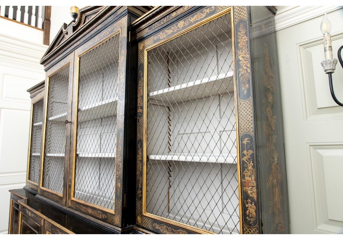 Important English 19th C. Chinoiserie  Breakfront Display Cabinet  In Fair Condition For Sale In Bridgeport, CT