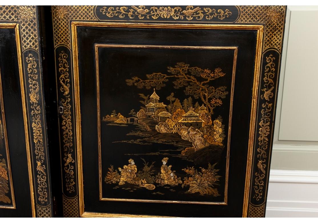 Wood Important English 19th C. Chinoiserie  Breakfront Display Cabinet  For Sale