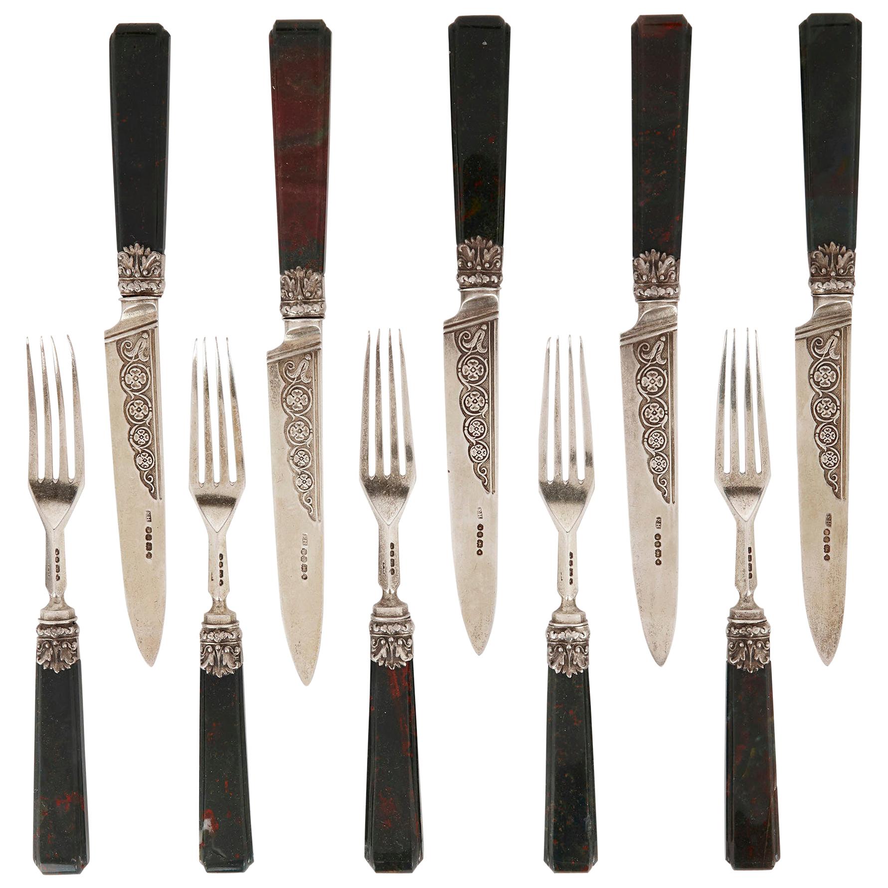 Important English Silver Flatware Service by Francis Higgins II For Sale