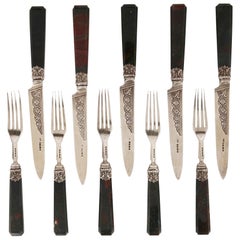 Important English Silver Flatware Service by Francis Higgins II