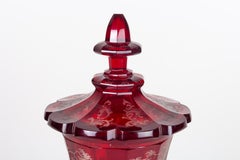 Important Engraved Bohemian Crystal Covered Cup, 19th Century, Napoleon III