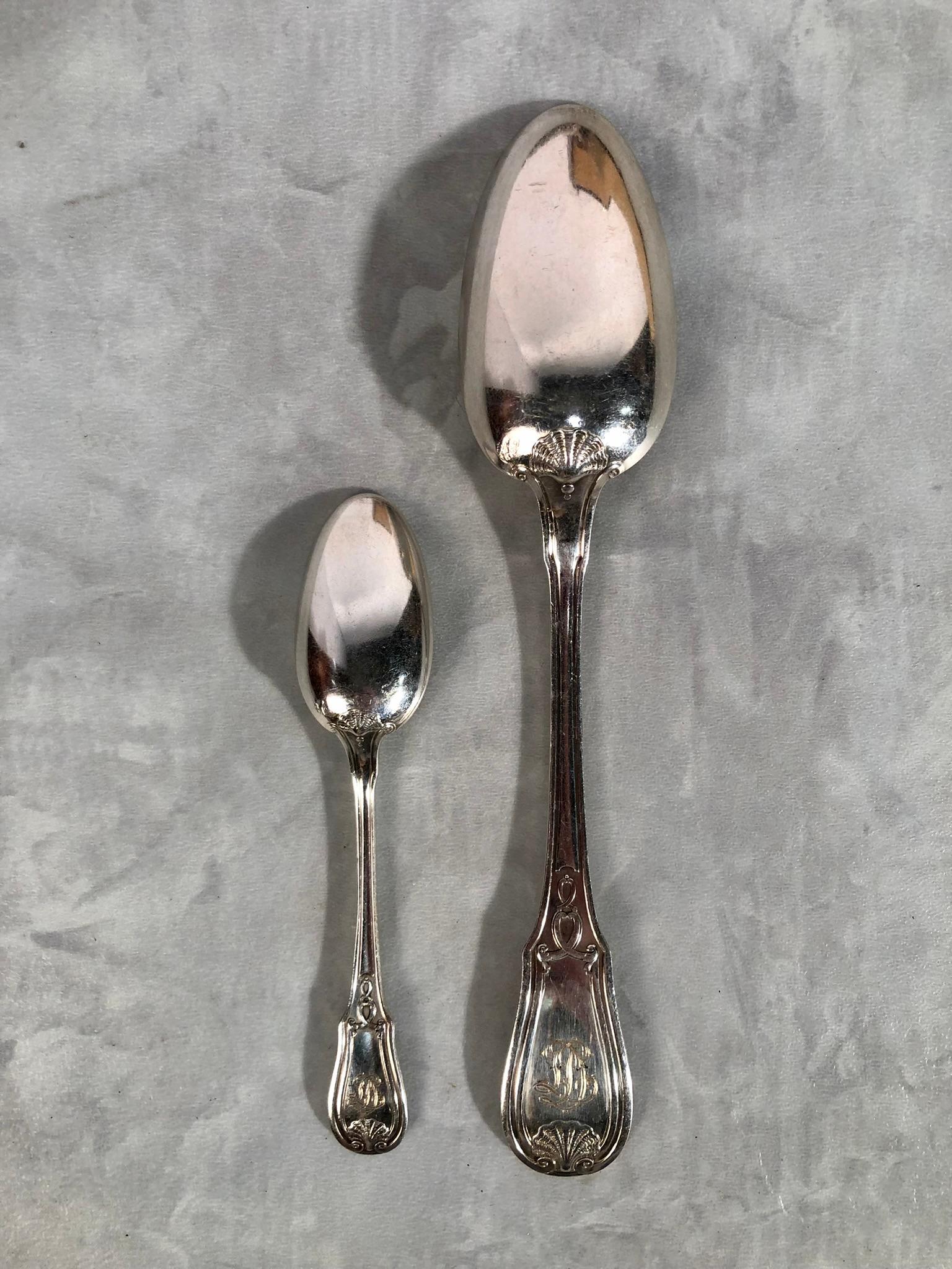 Important Set Of 126 Pieces Of Cutlery In Sterling Silver By L.LAPAR For Sale 2