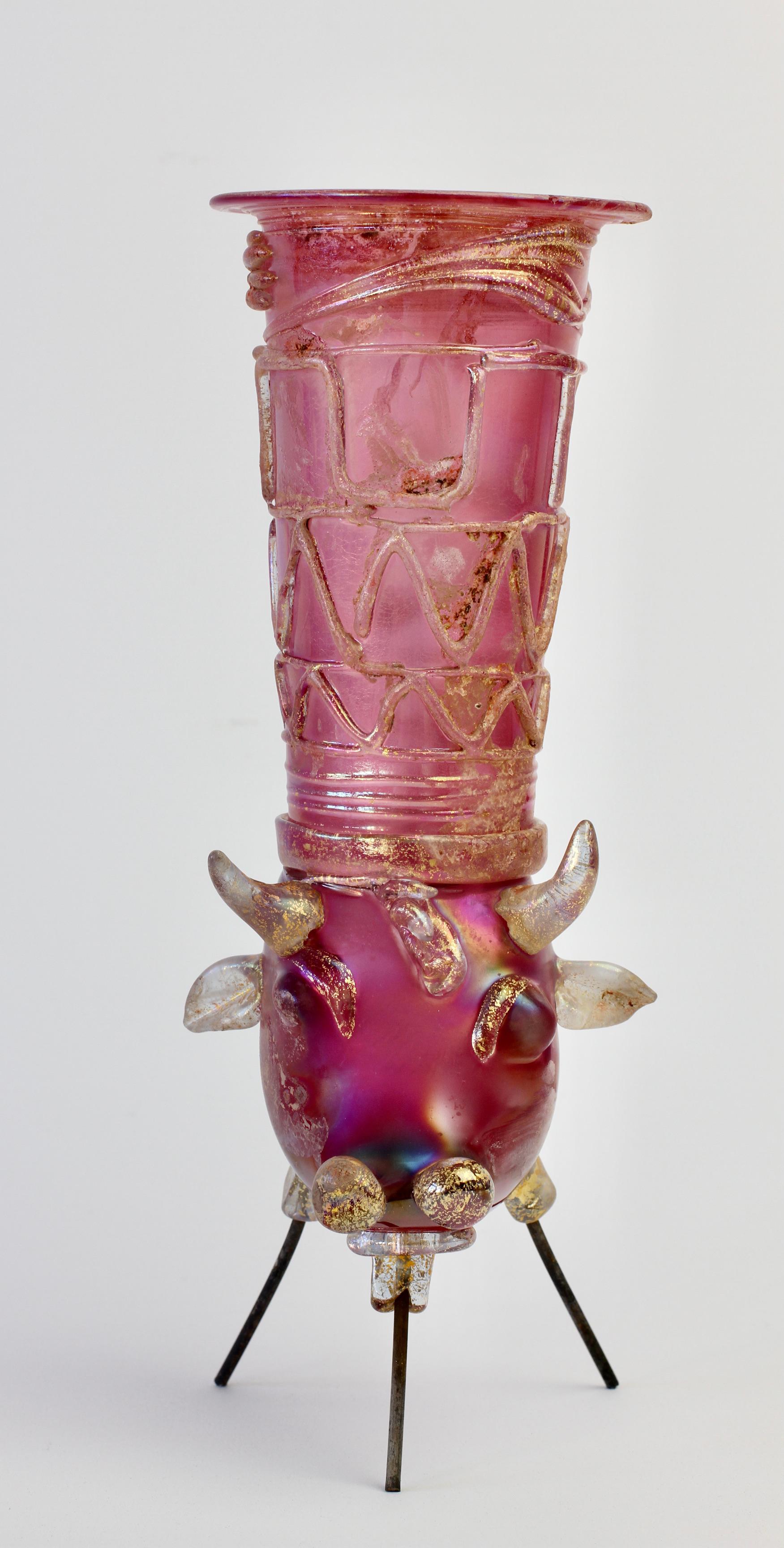 Important Ermanno Nason for Cenedese Pink Italian Murano Glass Centrepiece Vase For Sale 4
