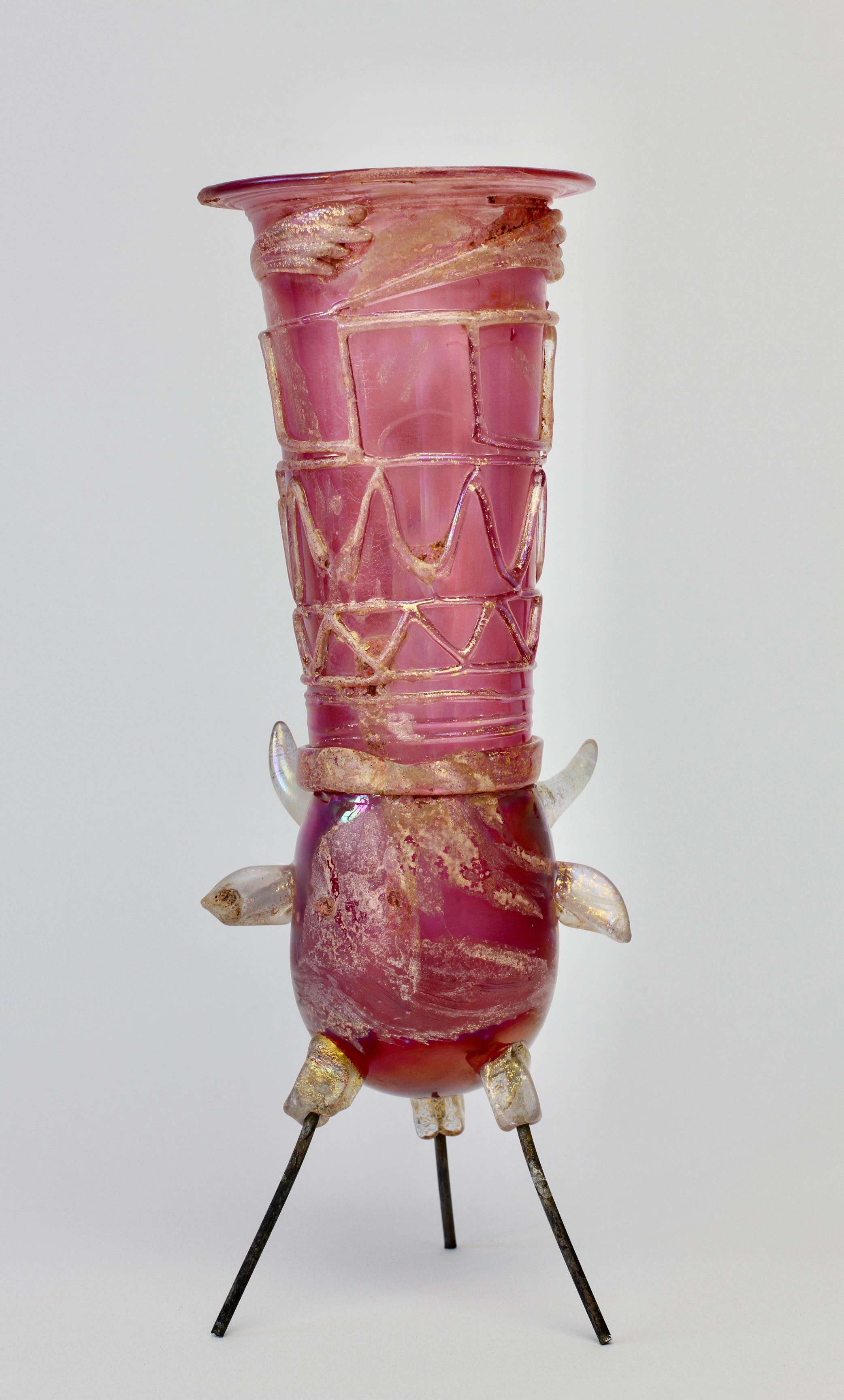 Important Ermanno Nason for Cenedese Pink Italian Murano Glass Centrepiece Vase For Sale 8
