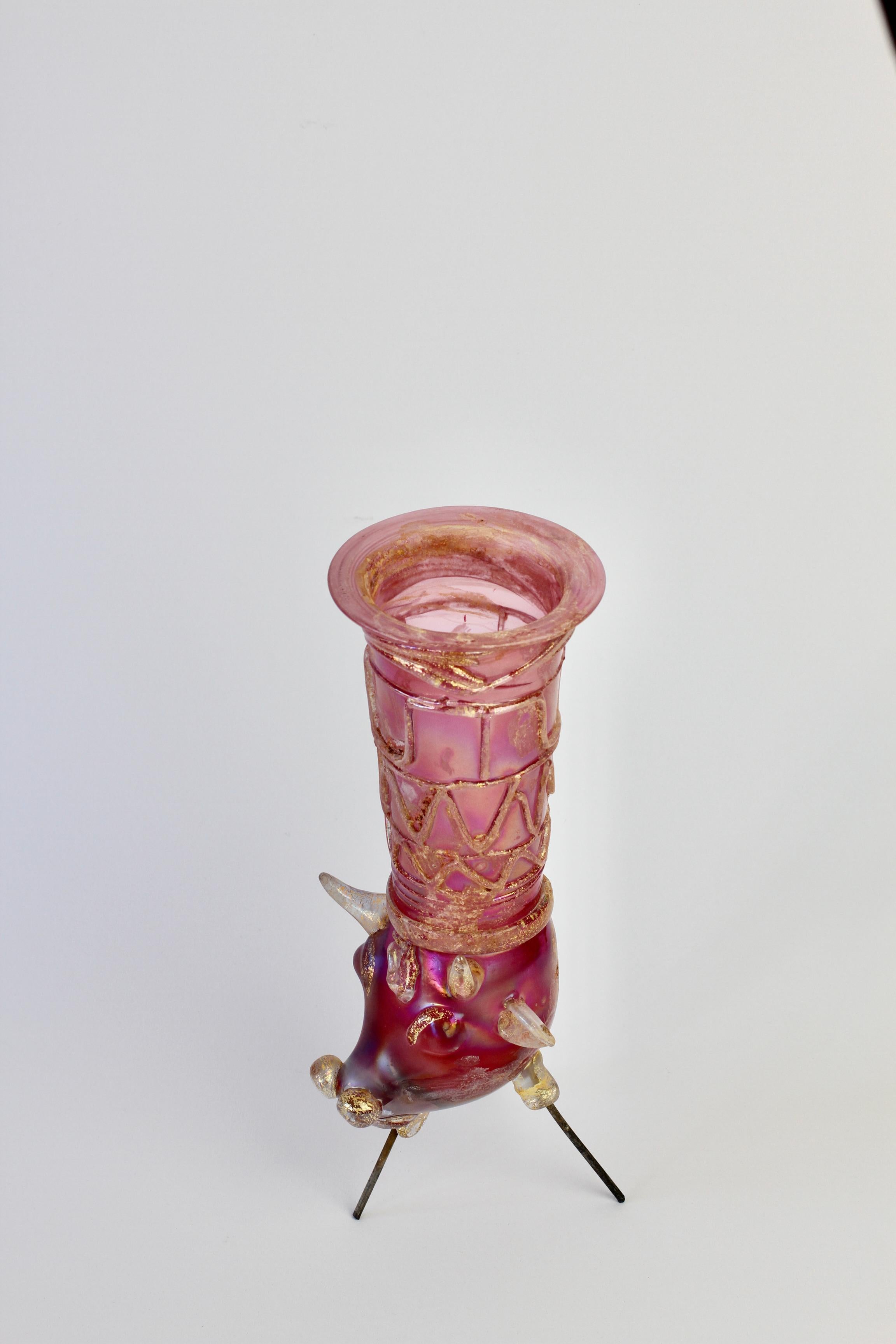 Important Ermanno Nason for Cenedese Pink Italian Murano Glass Centrepiece Vase For Sale 11