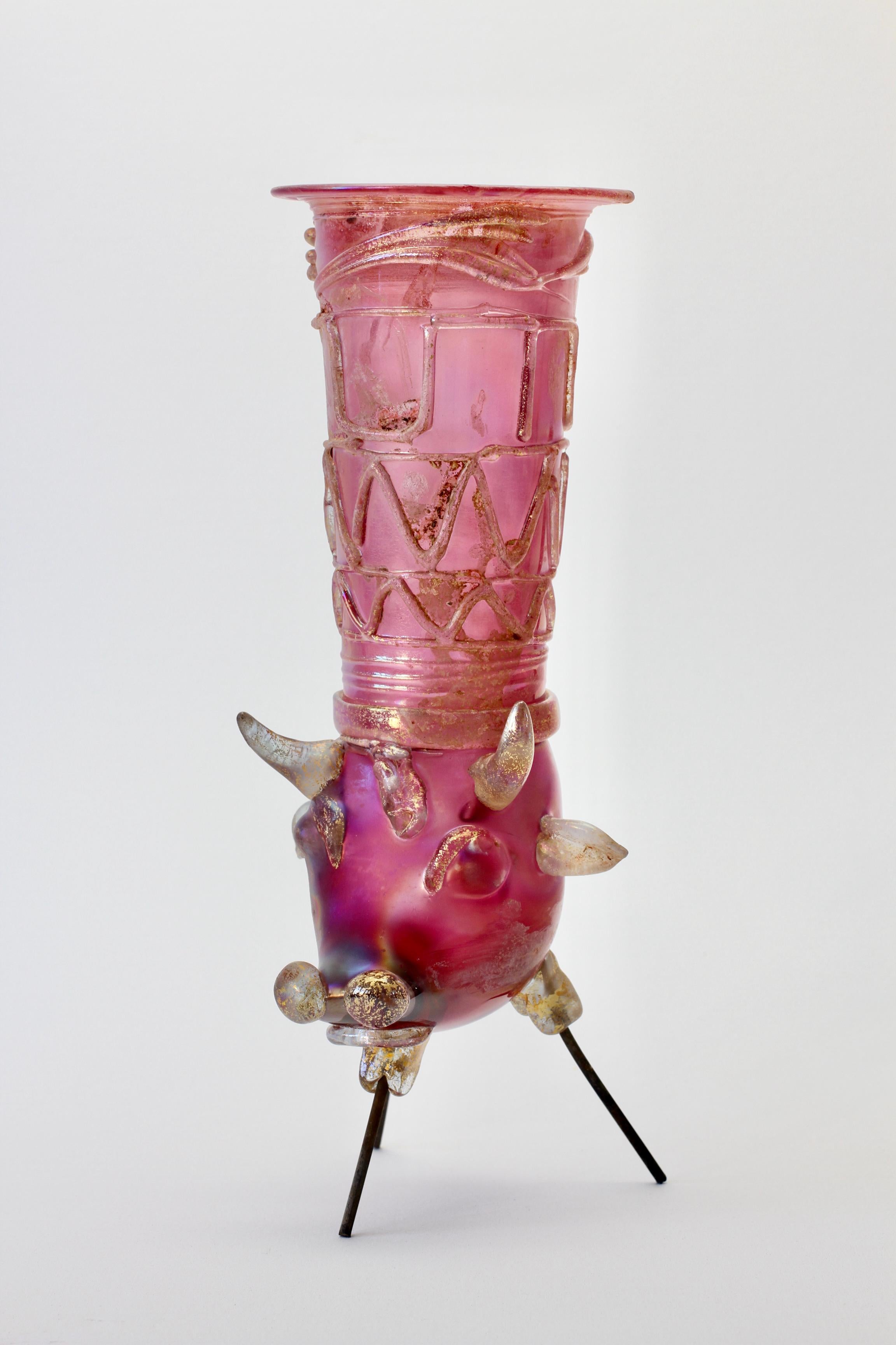 Important Ermanno Nason for Cenedese Pink Italian Murano Glass Centrepiece Vase For Sale 14