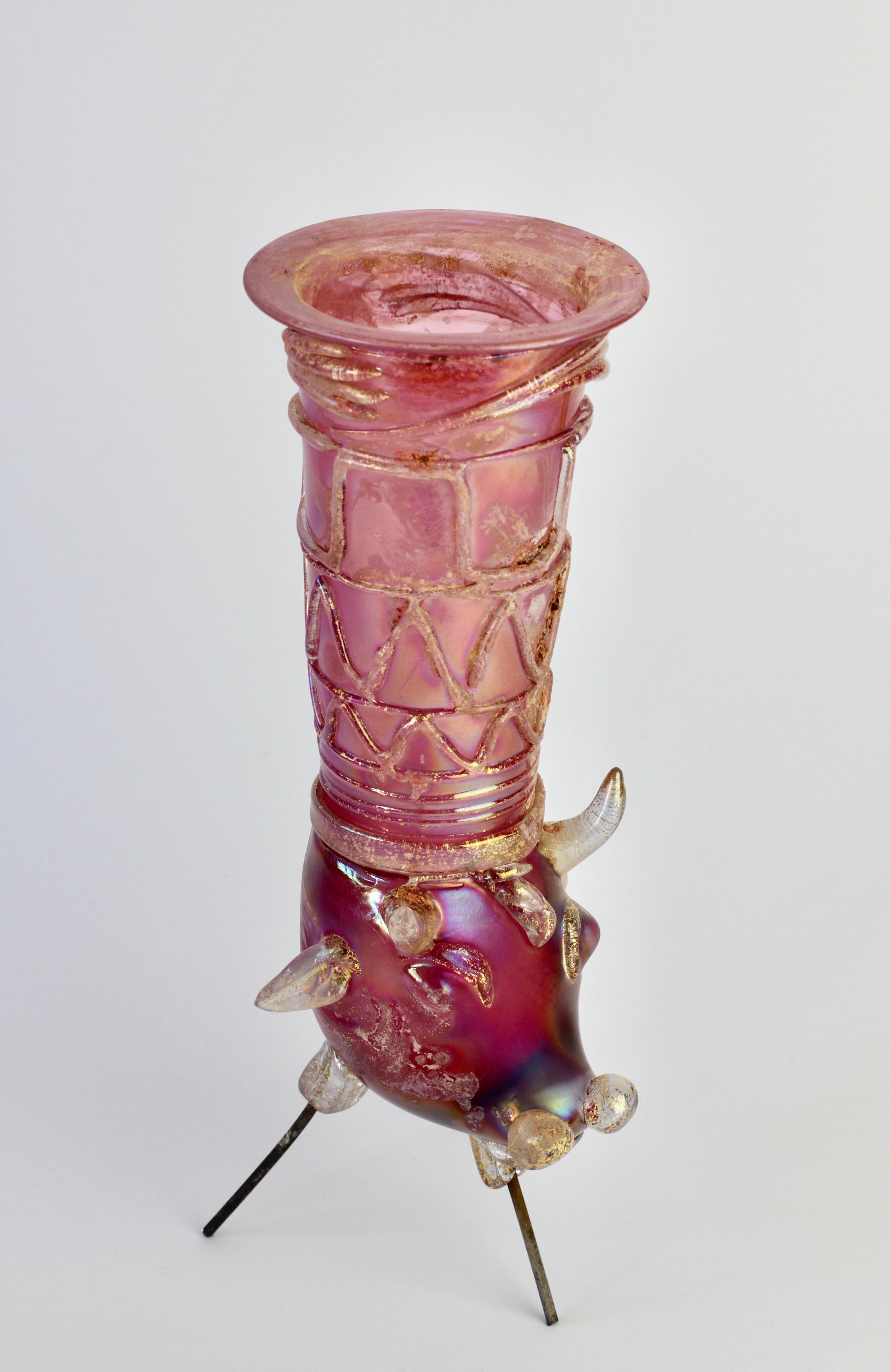 Importante vaso da centrotavola in vetro di Murano rosa Ermanno Nason per Cenedese In condizioni ottime in vendita a Landau an der Isar, Bayern