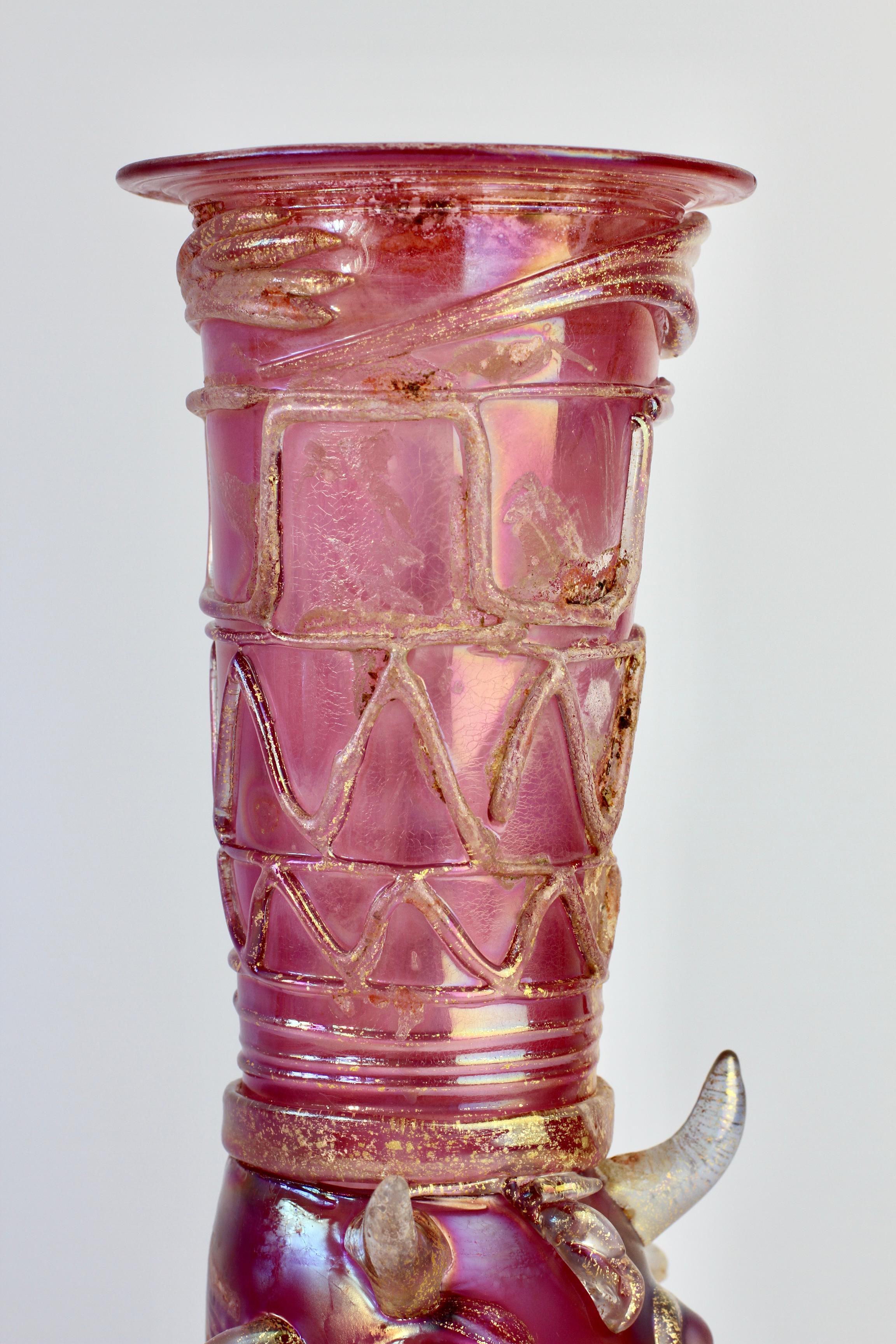 Blown Glass Important Ermanno Nason for Cenedese Pink Italian Murano Glass Centrepiece Vase For Sale