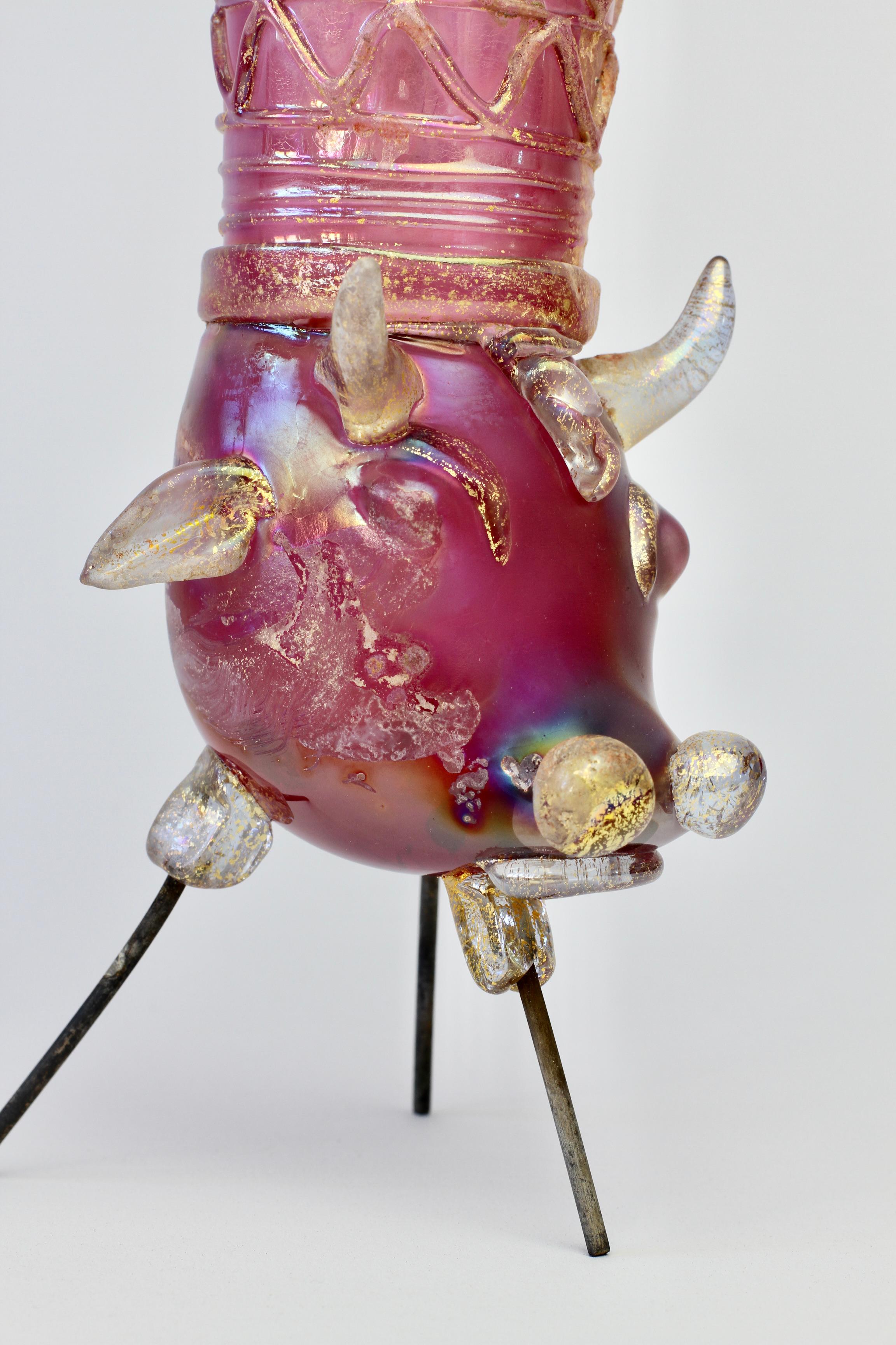 Important Ermanno Nason for Cenedese Pink Italian Murano Glass Centrepiece Vase For Sale 1