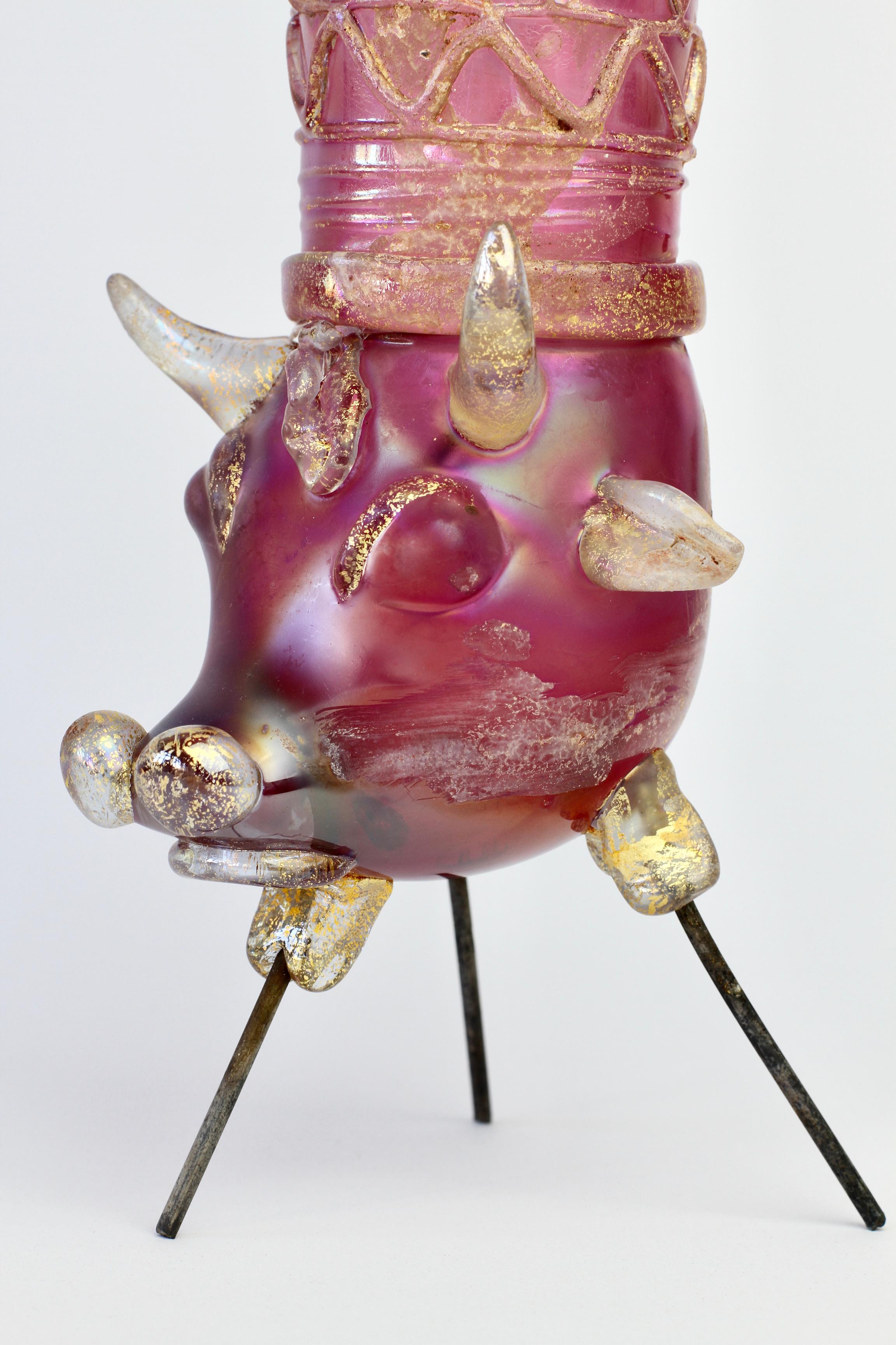 Important Ermanno Nason for Cenedese Pink Italian Murano Glass Centrepiece Vase For Sale 2