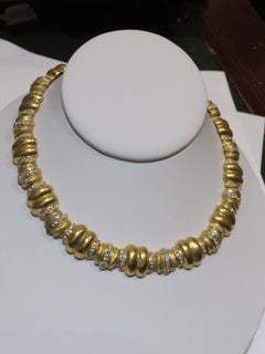 Important Estate 18KT Heavy Brush Gold Overlaid Designer Style Bar Necklace