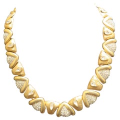 Important Estate 18KT Heavy Brush Gold Overlaid Designer Style Rose Cut Necklace