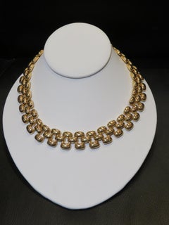 Important Estate 18KT Heavy Gold Overlaid Weave Linked Necklace